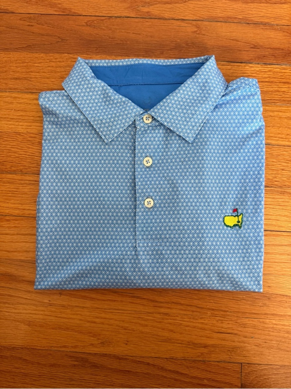 Masters Men's Light Blue Patterned Polo Shirt with logo
